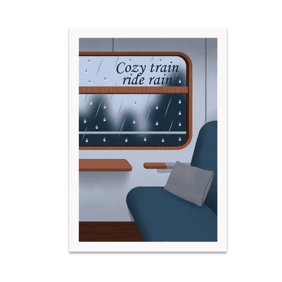 Tranquil Train Cabin Scene - Travel Decor Enthusiast - 13x19 Poster Print