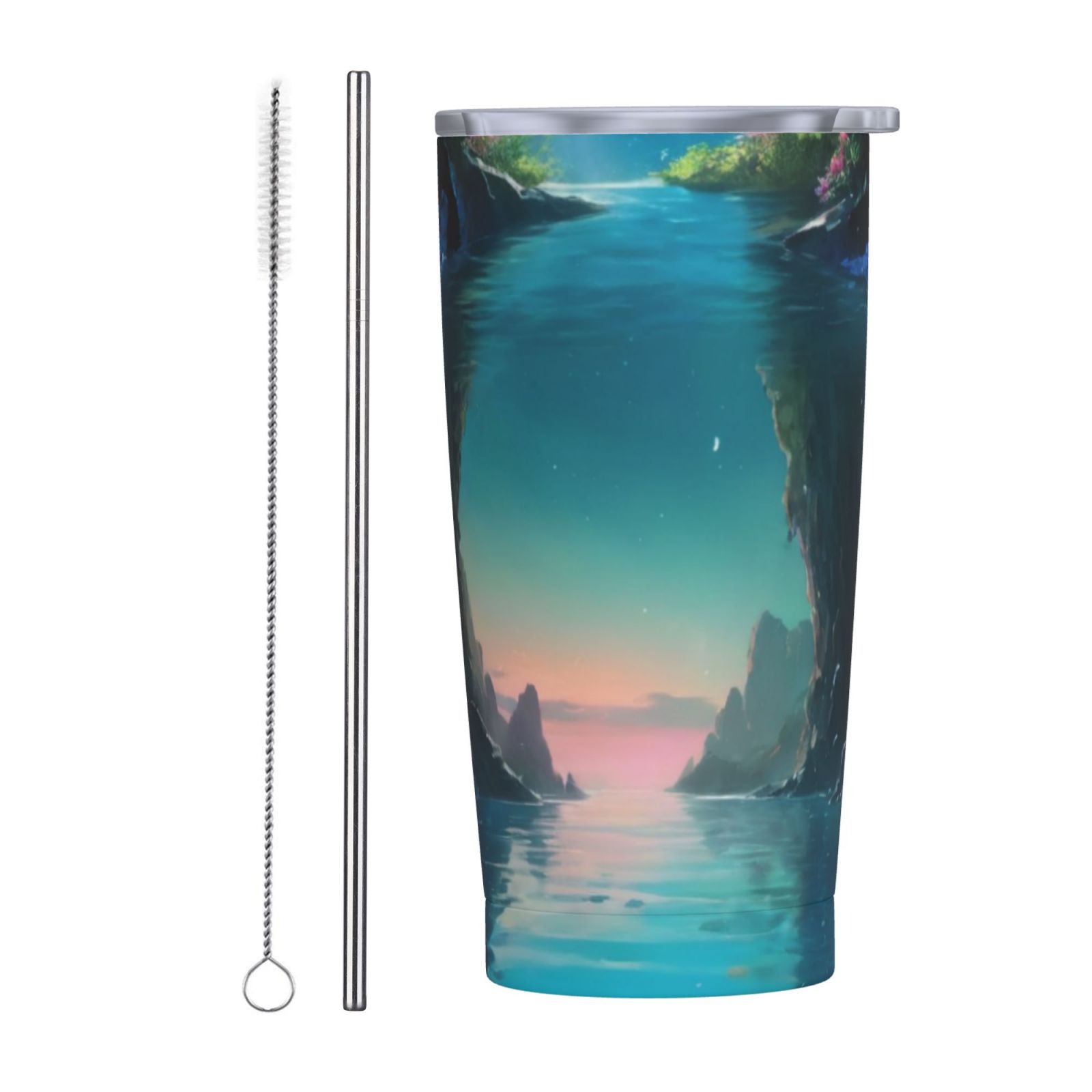 Tranquil Underwater Cave Oasis Coffee cup, 20 ounce car cup, stainless
