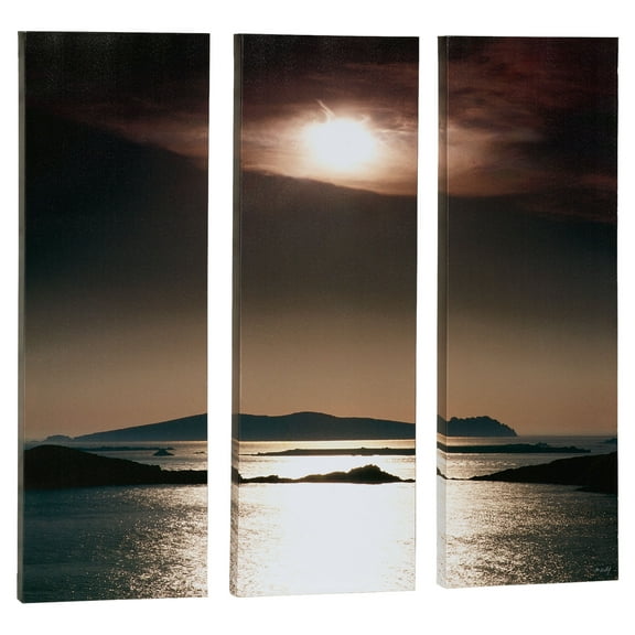 Tranquil View Setting Sun Triptych Brown Tones Set of 3