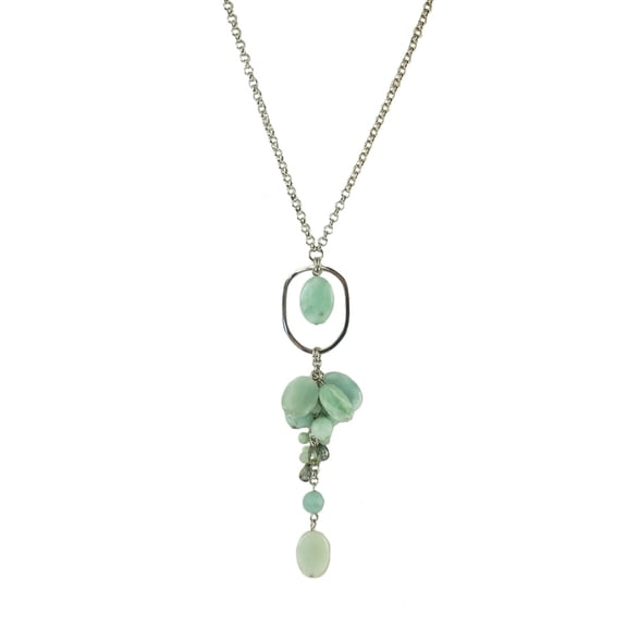 Elegant Green Quartz Cascade Pendant Necklace - Summer Beach Jewelry Necklace