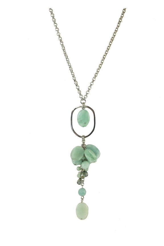 Elegant Green Quartz Cascade Pendant Necklace - Summer Beach Jewelry Necklace