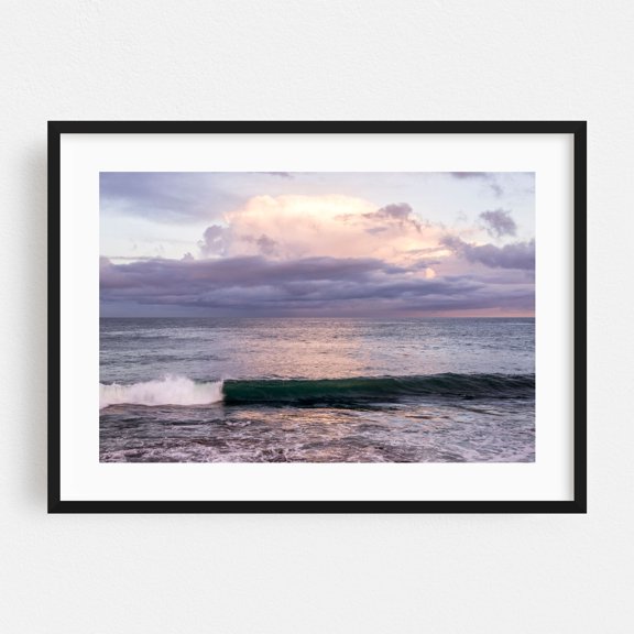 Tranquil Wave - San Diego California Photography Ocean Waves Seascape Sunset Coast Beach Calm Black Framed Wall Art Print 5 x 7 inches