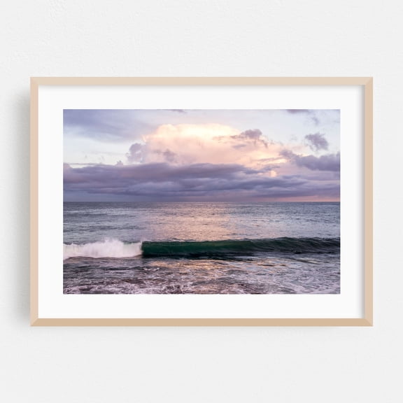 Tranquil Wave - San Diego California Photography Ocean Waves Seascape Sunset Coast Beach Calm Oak Framed Wall Art Print 5 x 7 inches
