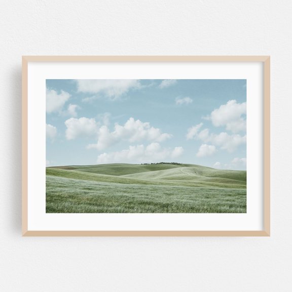 Tranquil Waves - Tuscany Italy Photography Landscape Nature Pastoral Scenic Countryside Minimalist Summer Oak Framed Wall Art Print 5 x 7 inches