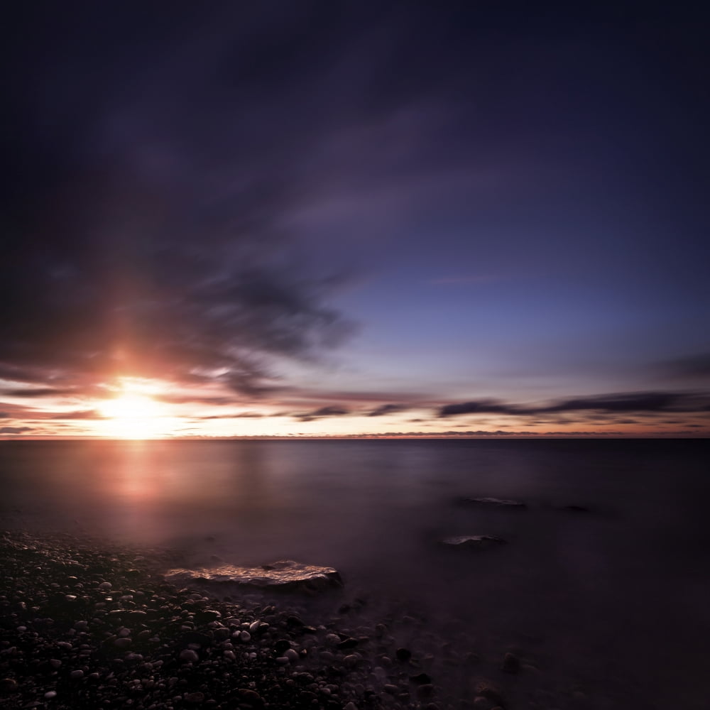 Tranquil sea against moody sky at sunset Gagra Georgia Canvas Art - Evgeny KuklevStocktrek Images (29 x 29)