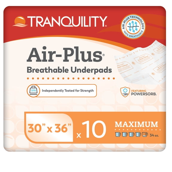 Tranquility AIR-Plus Disposable Underpad Heavy Absorbency Powersorb Material 30 X 36" 2710 40 pads