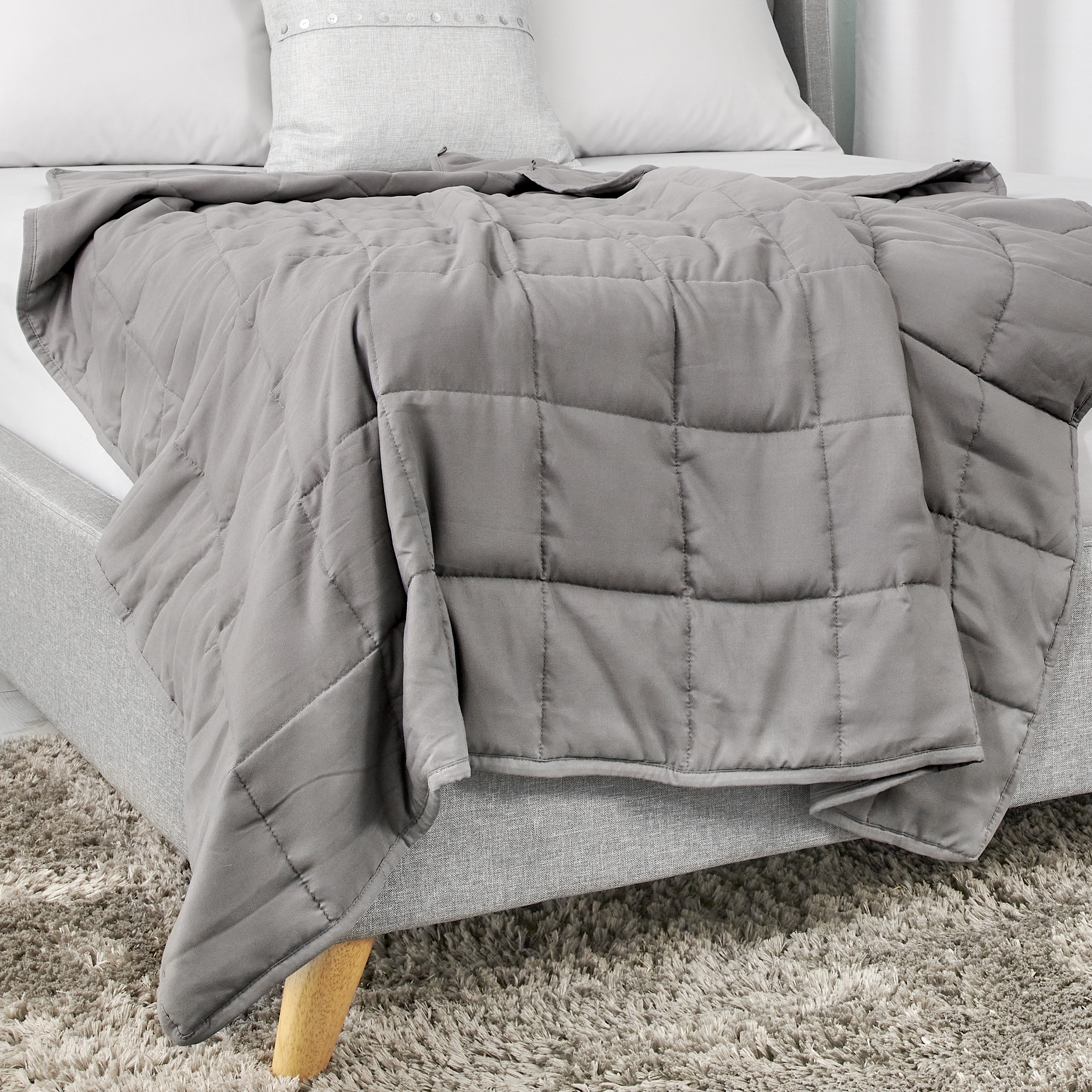 Tranquility Antimicrobial Quilted Weighted Blanket, Gray, 12LB - image 1 of 6