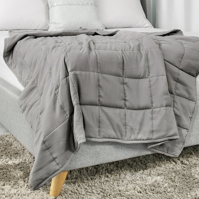 Tranquility Antimicrobial Quilted Weighted Blanket, Gray, 12LB