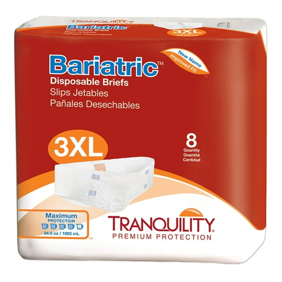 Tranquility Bariatric Adult Incontinence Brief 3X-Large Heavy Absorbency Bariatric, 2190, Maximum, 8 Ct