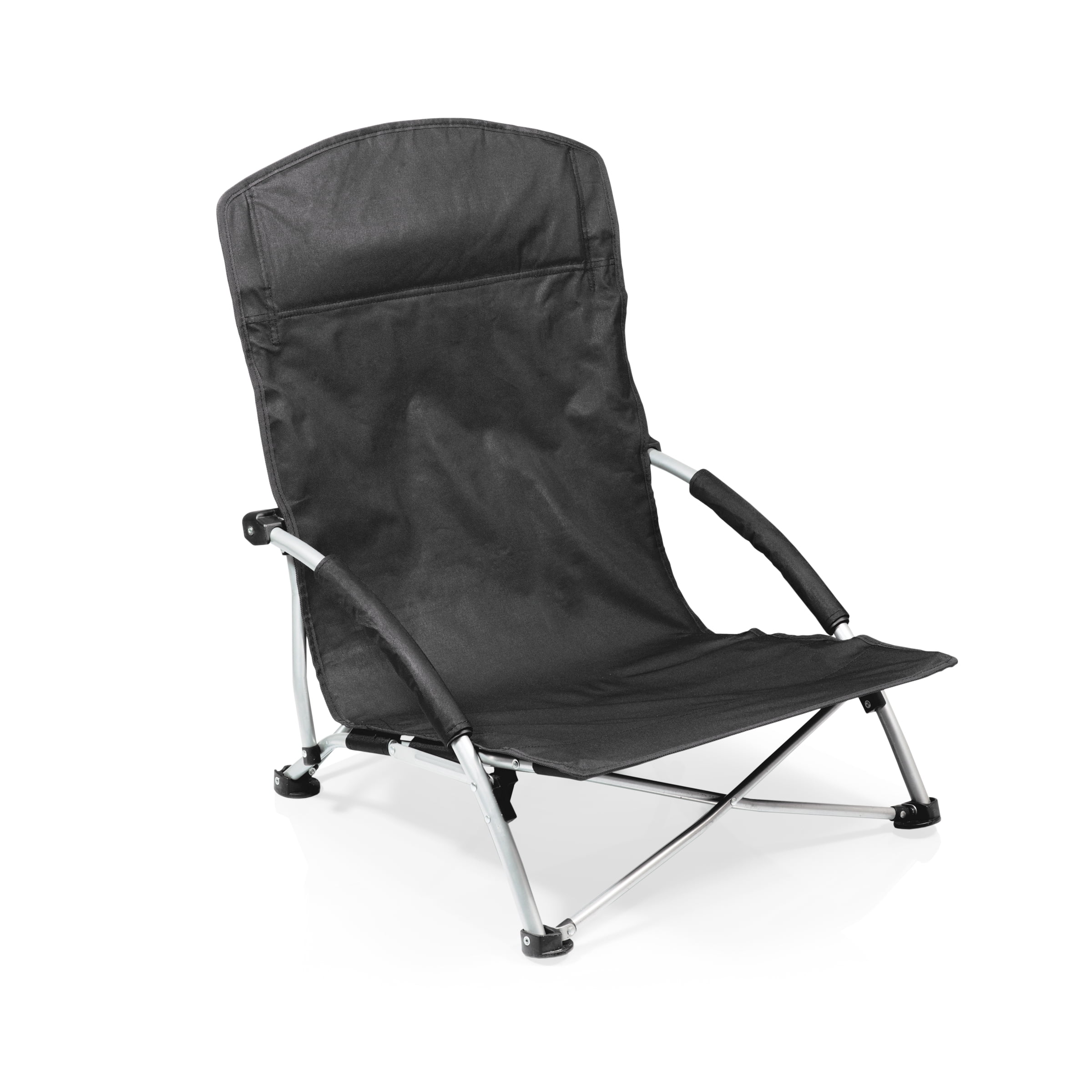 Black Steel Frame Folding Camping Chair with Padded Armrests