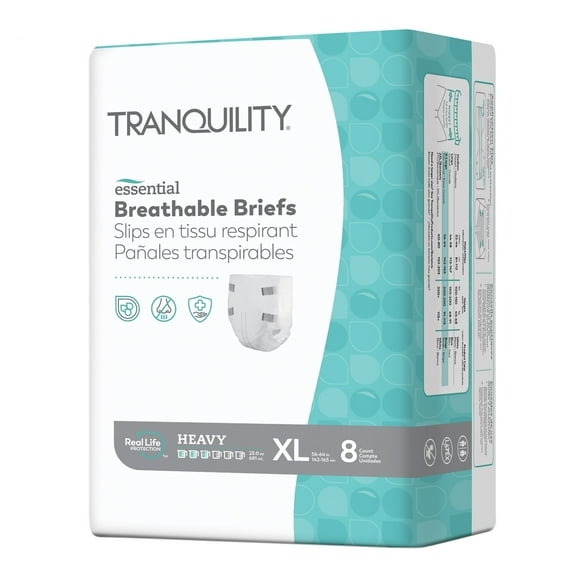 Tranquility Essential Adult Incontinence Brief XL Heavy Absorbency Breathable, 2747, Heavy, 8 Ct