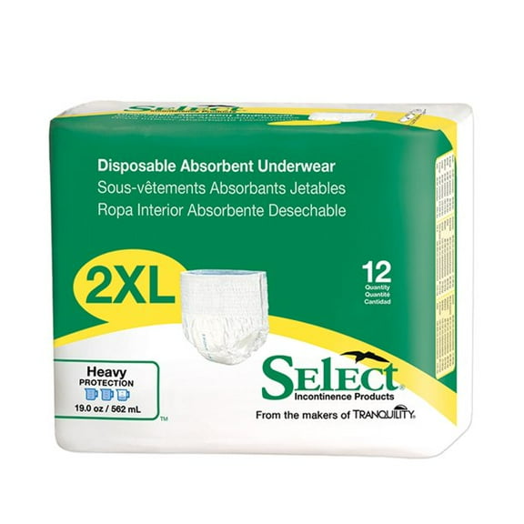 Tranquility Essential Disposable Underwear Pull On with Tear Away Seams 2X-Large, 2608, Heavy, 48 Ct