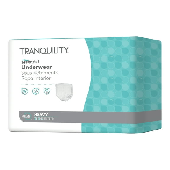 Tranquility Essential Disposable Underwear Pull On with Tear Away Seams Small, 2604, Heavy, 88 Ct