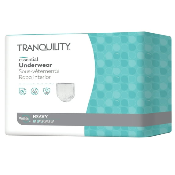 Tranquility Essential Disposable Underwear Pull On with Tear Away Seams X-Small, 2603, Heavy, 24 Ct