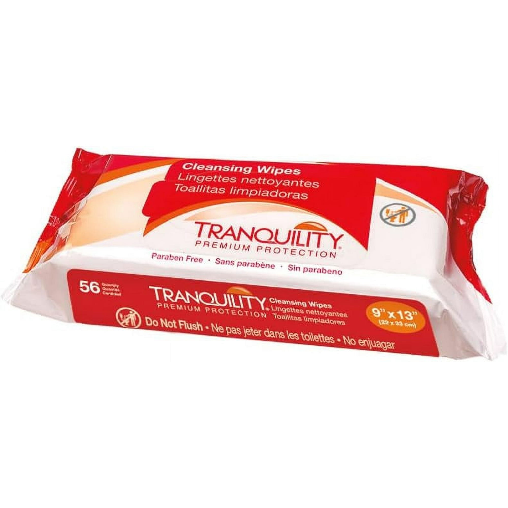 Tranquility Cleansing Wipes, Disposable Wet Washcloths, Aloe Vera, Chamomille, & Vitamin E, Alcohol-Free, Mild Scented, 9"x13", 56ct Bag (Case of 24 Bags)