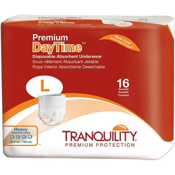Tranquility Premium DayTime Disposable Absorbent Underwear, Large, Heavy Protection, 64 ct Case
