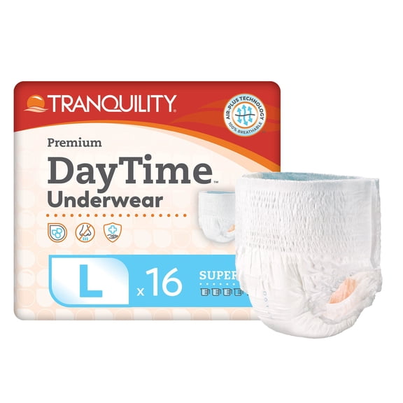 Tranquility Premium DayTime Disposable Underwear Pull On with Tear Away Seams Large, 2106, 61, 16 Ct