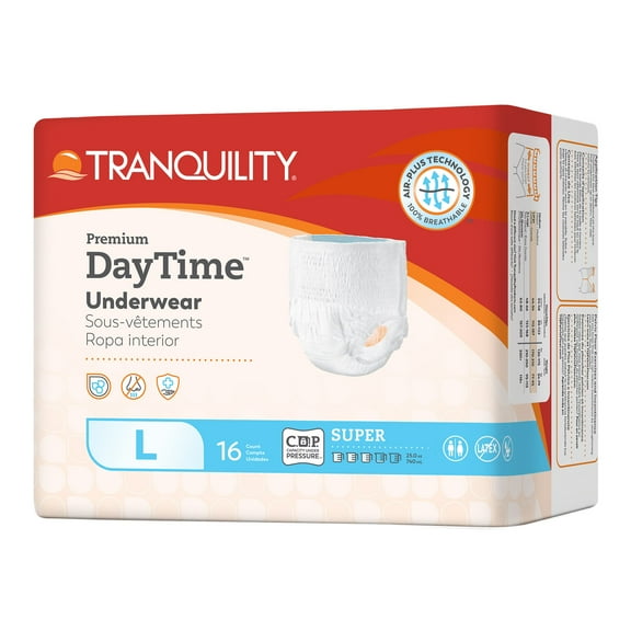 Tranquility Premium DayTime Disposable Underwear Pull On with Tear Away Seams Large, 2106, 61, 16 Ct