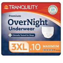 Tranquility Premium OverNight Disposable Underwear Pull On with Tear Away Seams 3X-Large, 2119, 65, 10 Ct