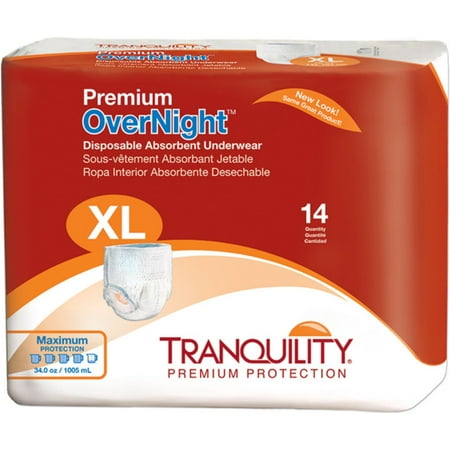 Tranquility Premium Overnight Disposable Absorbent Underwear (DAU), XL, 14 ea (Pack of 2)