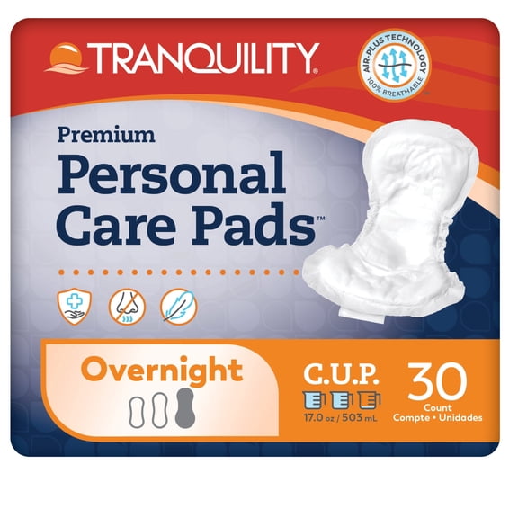 Tranquility Premium Personal Care Pads, Overnight Protection, 120 Count
