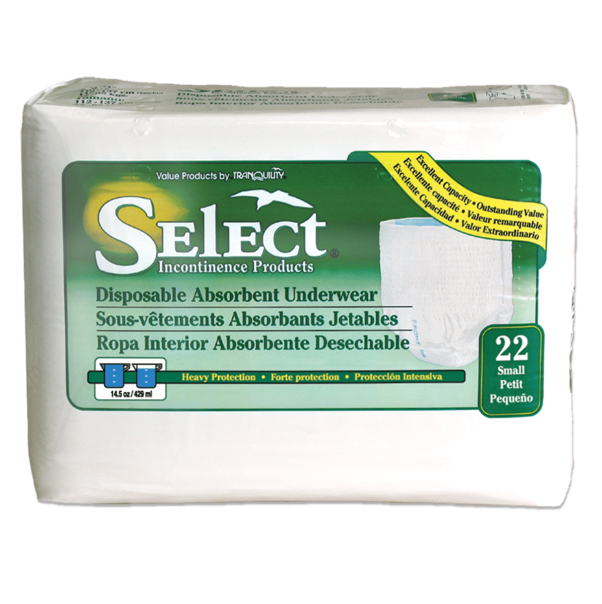 Tranquility Select Disposable Absorbent Underwear Small, Pack of 22