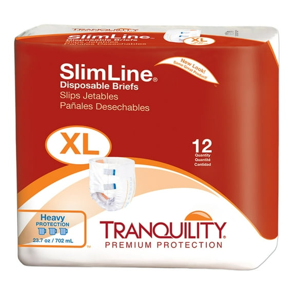 Tranquility Slimline Adult Incontinence Brief XL Heavy Absorbency Full Fit, 2134, Heavy, 12 Ct