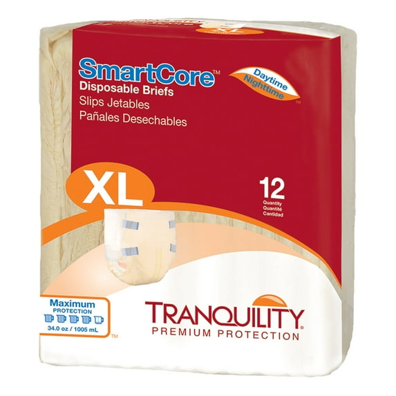 Tranquility SmartCoreTM Adult Disposable Color-Coded Briefs Extra Large - 12 ea