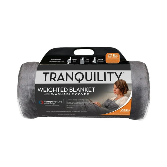 Tranquility Brand Temperature Balancing Weighted Blanket with Washable Cover, 20 lbs