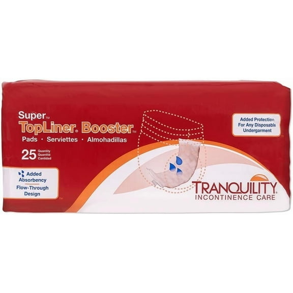 Tranquility TopLiner 2060 Unisex Wide Absorbent Incontinence Booster Pad, 4-1/4 x 15 Inch, Super (250 Count)