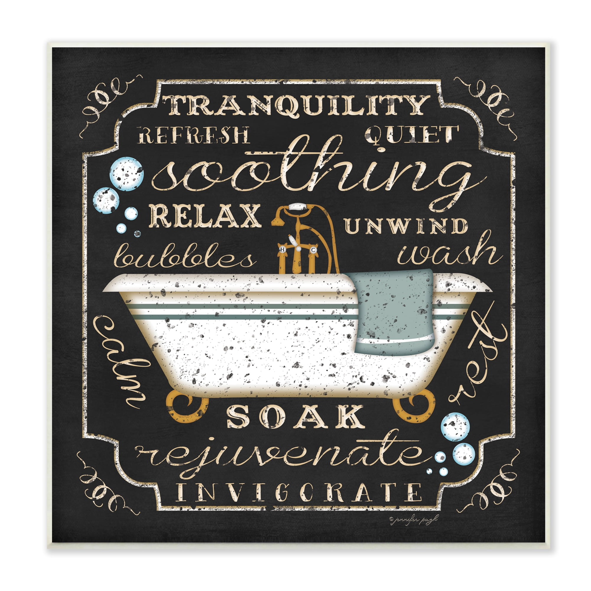 Tranquility Tub Icon Textual Bathroom Art Wall Plaque