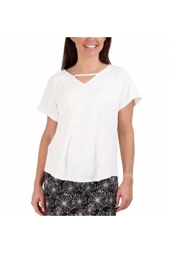 Clothing Ladies' Size Large, Short Sleeve Top, White