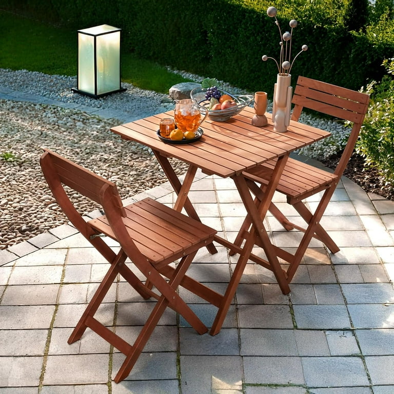 Tranquillo 3-Piece Foldable Eucalyptus Wood Bistro Set – Weather
