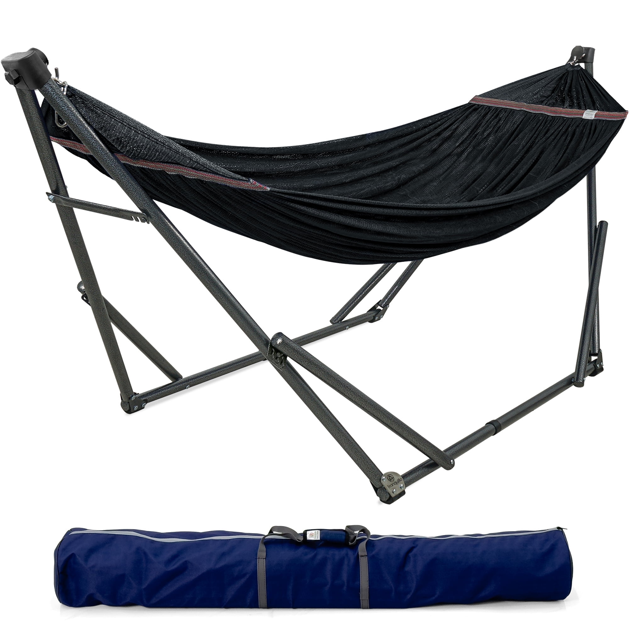 Tranquillo 600 Lbs Capacity 2-Person Adjustable Hammock Stand with Portable Easy Assembly, Black