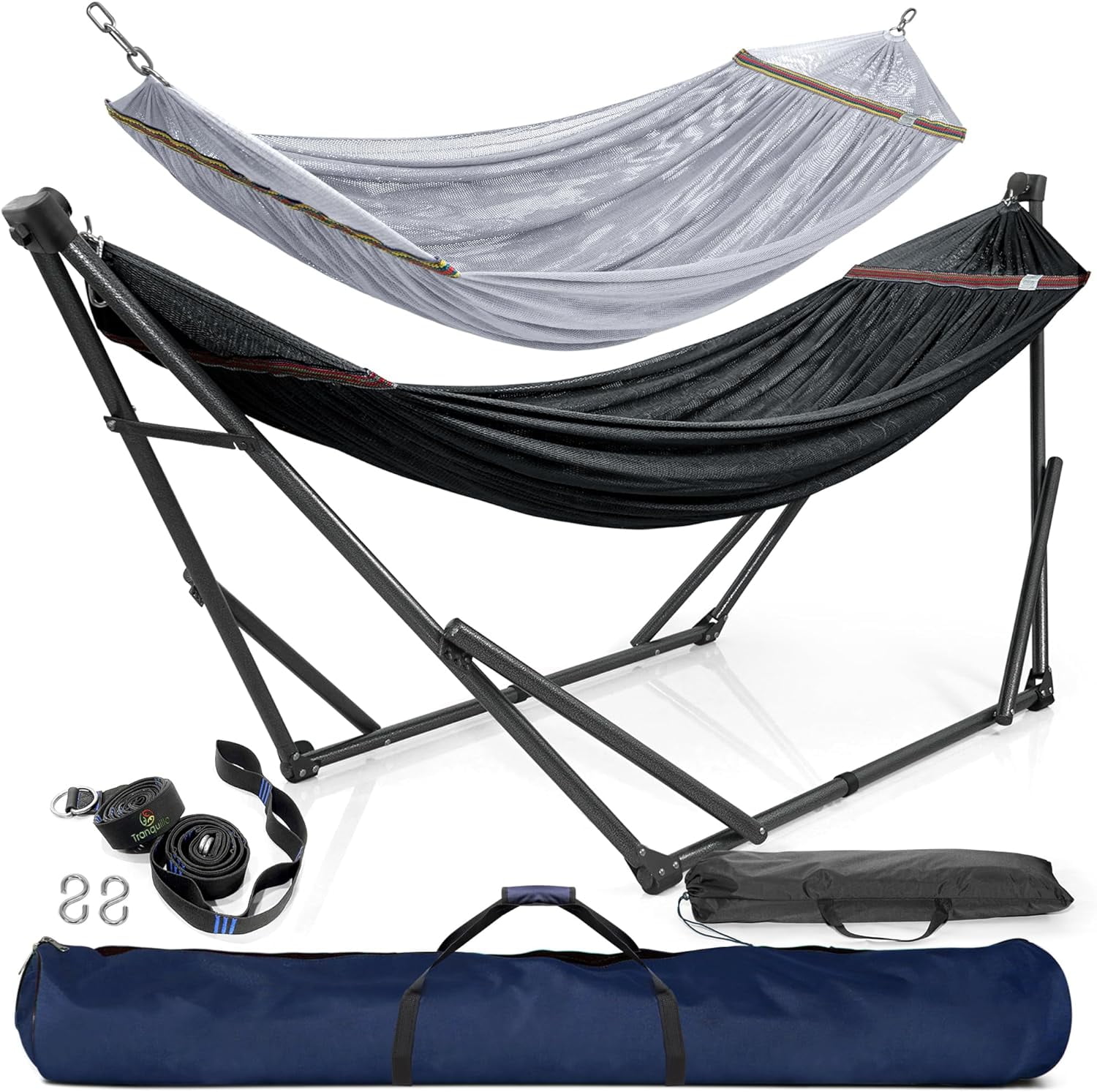 Tranquillo 600lb Capacity 2 Persons 2 Hammocks Included/Foldable Portable Hammocks with Stand