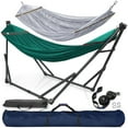 thumbnail image 1 of Tranquillo 600lb Capacity 2 Persons 2 Hammocks Included/Foldable Portable Hammocks with Stand, Tree Straps, Carry Bags for Garden Camping, Peacock, 1 of 8