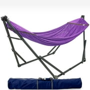 Tranquillo Camping Hammock and Stand, Collapsible Camping Hammock and Stand, 600 lbs Capacity Foldable Hammock for 2 Persons, Premium Noiseless No Screws Heavy Duty Multifunctional Stand, Purple