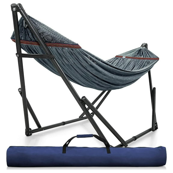 Tranquillo Double 2-Person Picnic Hammock with Stand and Carry Bag, Gray