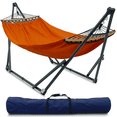 thumbnail image 1 of Tranquillo Sturdy Steel Hammock Stand with Premium Cotton Canvas Hammock, Orange, 1 of 8