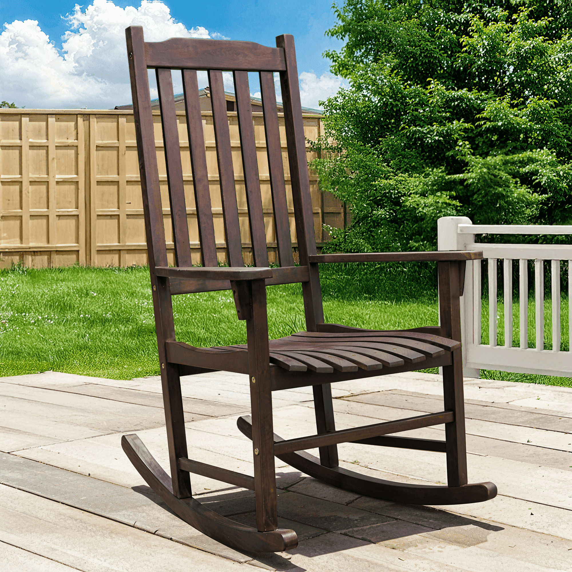 Tranquillo Oasis Wooden Rocking Chair for Patio, Porch, or Indoor Use ...