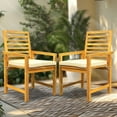 thumbnail image 1 of Tranquillo Solara Acacia Wood Outdoor Chair Set of 2 with Cushions – 500lbs Capacity, Weather-Resistant Patio Chairs for Garden, Deck, or Porch, 1 of 8