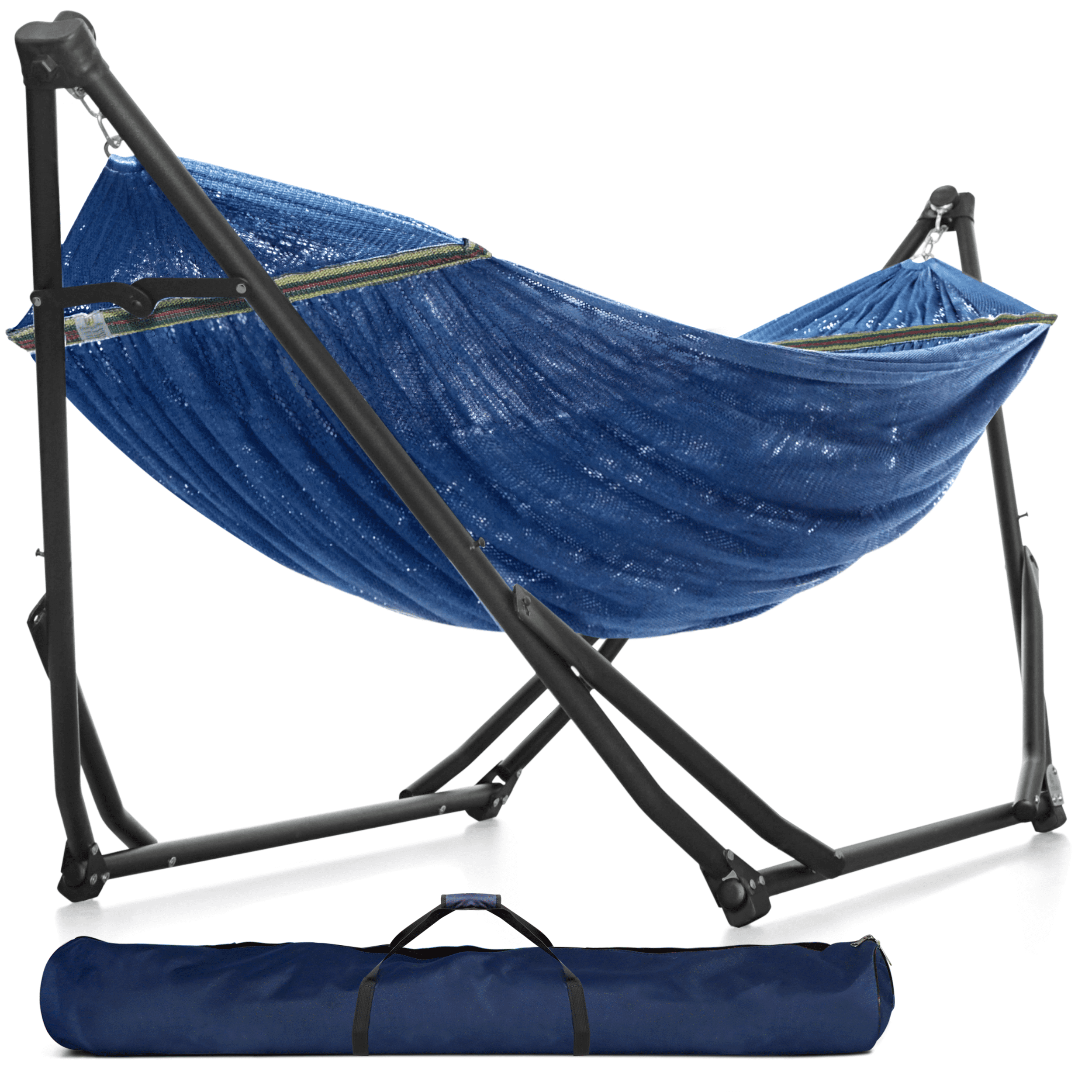 Tranquillo UniGen Hammock, Hammock with Stand Heavy Duty Indoor/Outdoor Hammock with Signature Steel Stand, 600lbs Premium Foldable, Durable 2-Layered Soft Polyester, Aegean