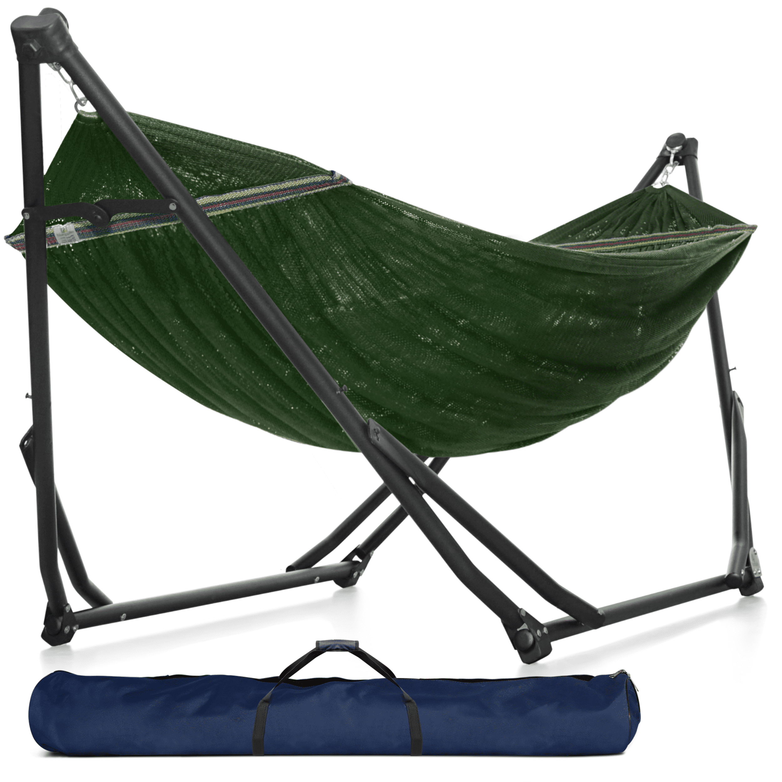 Tranquillo UniGen Hammock/Hammock with Stand for Outside, Double Hammock for 2 Persons Foldable Portable Hammock Stand 600 lbs Capacity/Portable Hammock with Stand Foldable, Moss Green