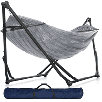 Tranquillo UniGen Hammock, Hammock Stands Heavy Duty Indoor/Outdoor Hammock with Signature Steel Stand, 600lbs Premium Foldable, Durable 2-Layered Soft Polyester, Grey