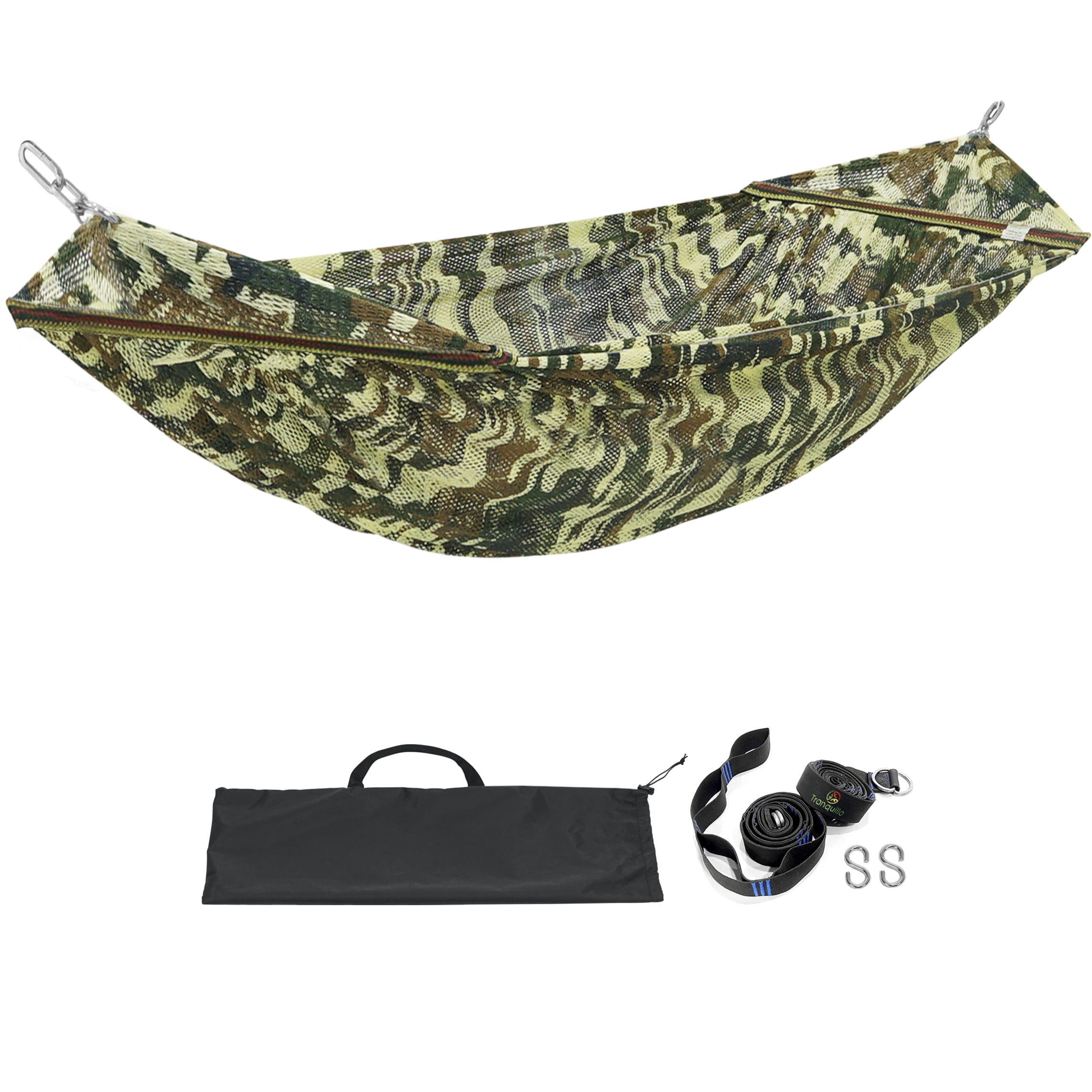 Tranquillo Uniki Double Hammock 2 Persons Polyester 550 lbs Capacity Hammock and Tree Straps, Camo