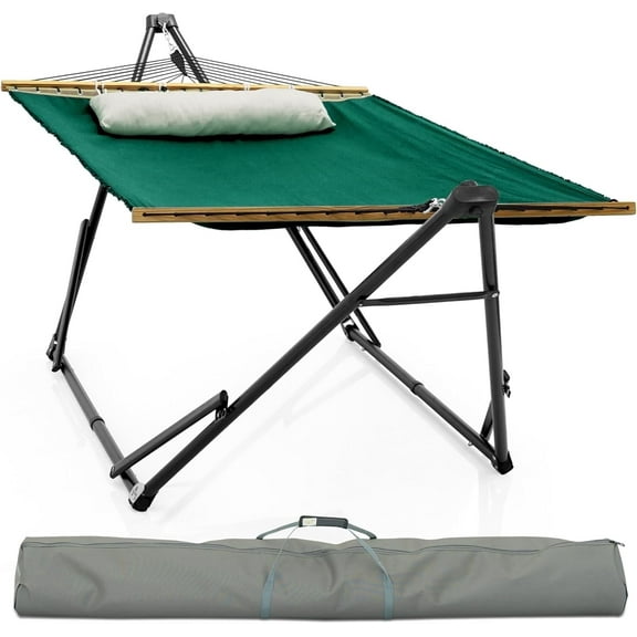 Tranquillo Unity Adjustable Hammock Stand, 800 lbs Capacity Steel Double Hammock Stand for 2 Persons, Green