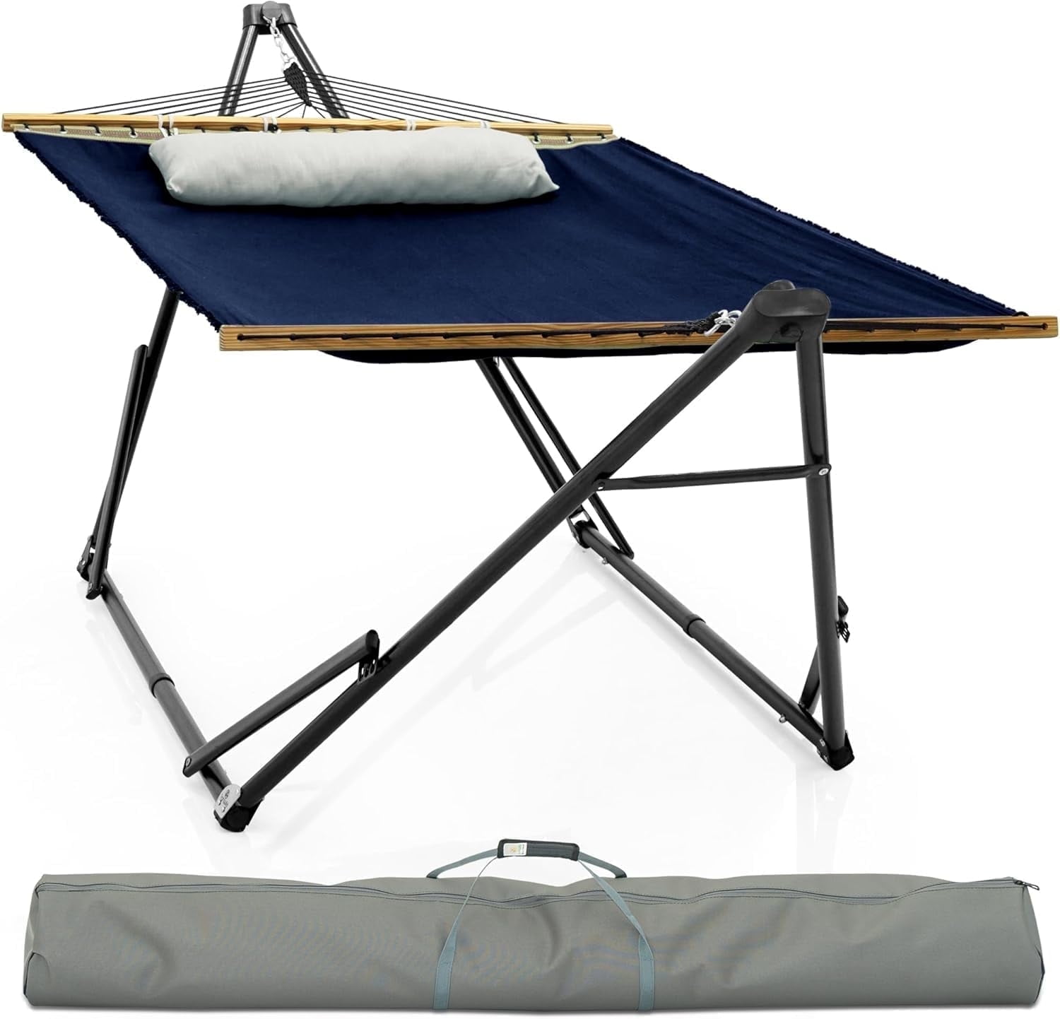 9FT Black Steel Hammock Stand For Hanging Chair – Portable With Carry Case