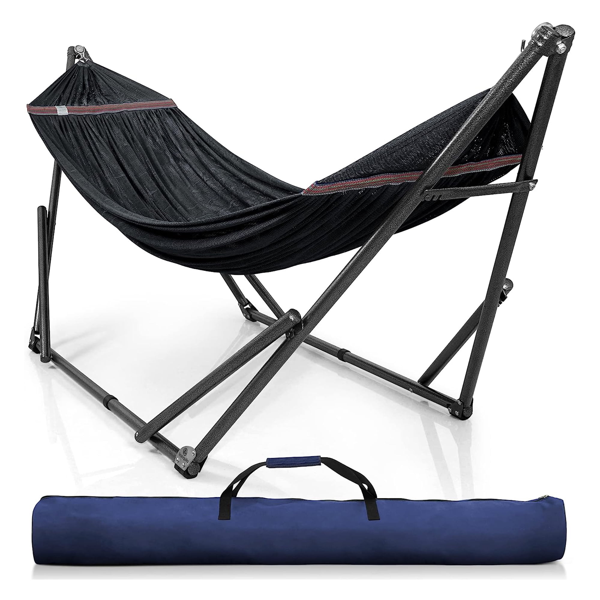 Tranquillo Universal 106.5" Double Hammock w/ Adjustable Stand & Bag, Black