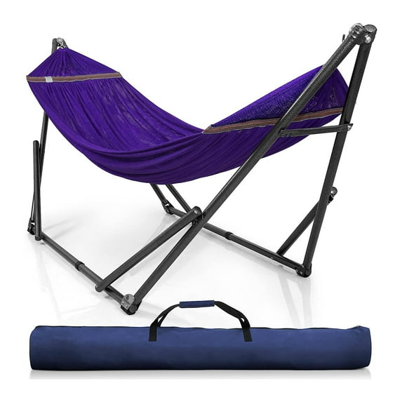 Tranquillo Universal 106.5" Double Hammock with Adjustable Stand, Purple