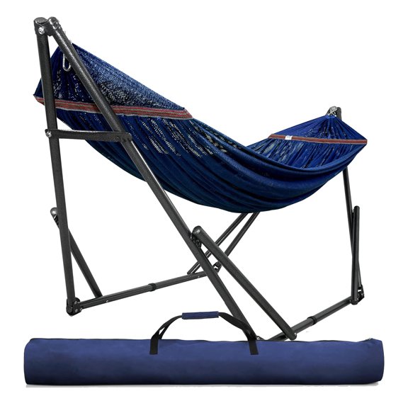 Tranquillo Universal 116" Double Hammock w/Adjustable Stand & Bag, Aegean